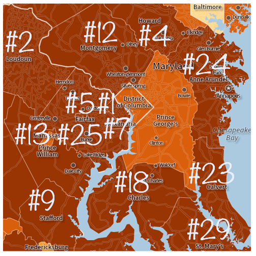 Why There Are So Many Rich Counties Concentrated Around Washington, D.C